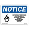 Signmission OSHA Sign, 18" H, 24" W, Rigid Plastic, Flammable Storage Building Fuel Sign With Symbol, Landscape OS-NS-P-1824-L-12779